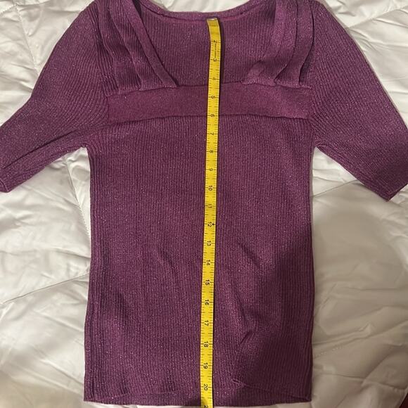 SLY Square Neck Shimmer Top/Sweater - Size 2 (Medium) - Picture 7 of 7